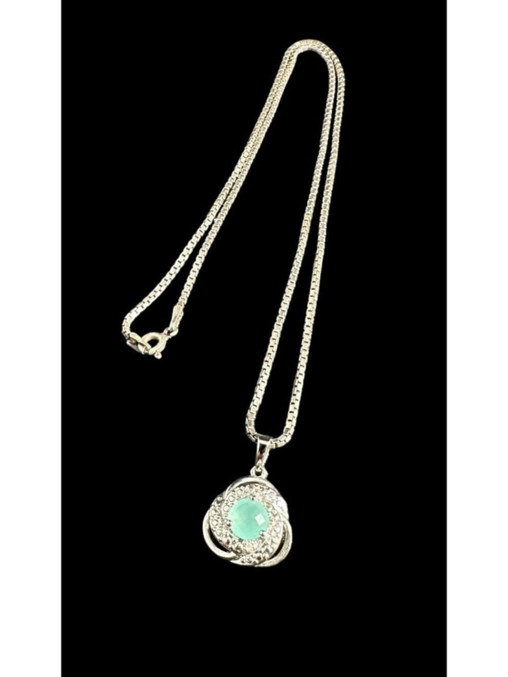 Necklace Marsala Sterling Silver Emerald Pendant 925 Italy Box Chain Vintage
